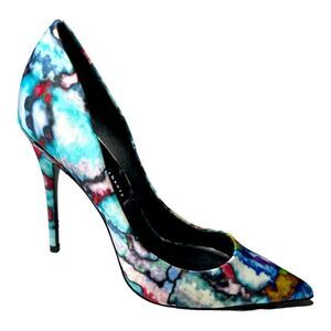 THEYSKENS’ THEORY Women’s Edna Watercolor Satin Pumps Blue Size 39